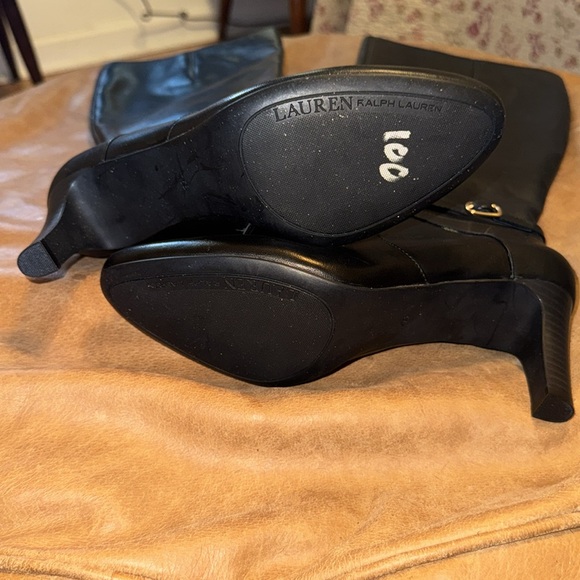 Lauren Ralph Lauren Alberta black high heel Leather Boots New w/o tags size 7.5 - Picture 4 of 5